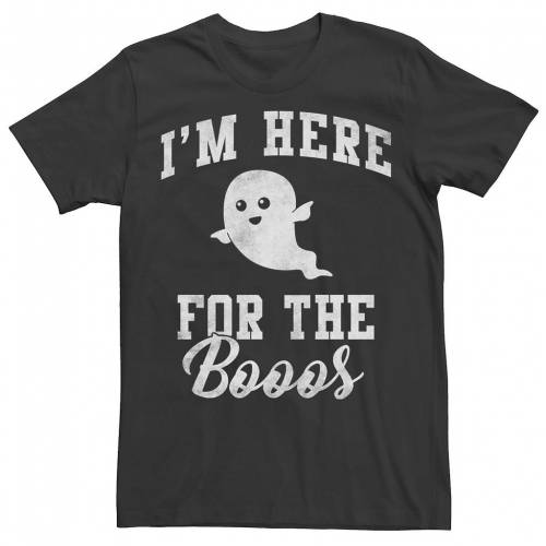 期間限定キャンペーン Licensed Character キャラクター Tシャツ 黒色 ブラック Licensed Character Halloween Here For The Booos Ghost Tee Black メンズファッション トップス Tシャツ カットソー かわいい Allengine Cl