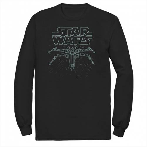 衝撃特価 Star Wars ロゴ スリーブ グラフィック Tシャツ 黒色 ブラック スターウォーズ 長袖 Sleeve Xwing Fly Through Logo Lineart Graphic Tee Black メンズファッション トップス Tシャツ カットソー スニケス 超歓迎された Must Tech Com