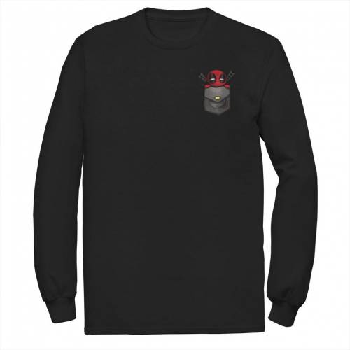 マーベル スリーブ グラフィック Tシャツ 黒色 ブラック 長袖 【 MARVEL DEADPOOL POCKET LONG SLEEVE GRAPHIC TEE / BLACK 】 メンズファッション トップス カットソー｜スニケス