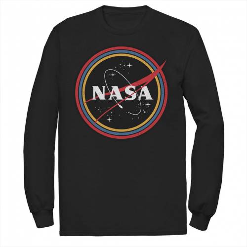 キャラクター ギャラクシー 虹色 レインボー スリーブ グラフィック Tシャツ 黒色 ブラック 長袖 【 LICENSED CHARACTER NASA GALAXY IN RAINBOW CIRCLES LONG SLEEVE GRAPHIC TEE / BLACK 】 メンズファッション トッ｜スニケス