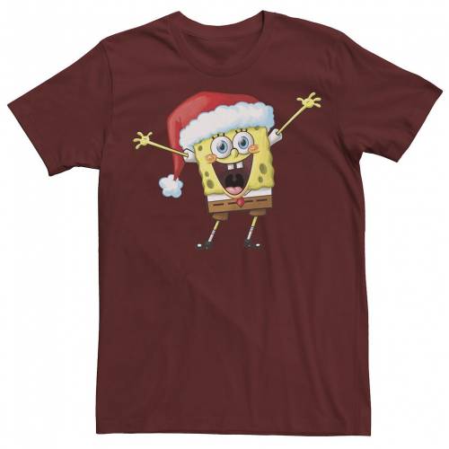 海外最新 Licensed Character キャラクター スポンジボブ Tシャツ カーディナル Licensed Character Spongebob Squarepants One Happy Sponge Holiday Tee Cardinal メンズファッション トップス Tシャツ カットソー 新品即決 Josenopolis Mg Gov Br