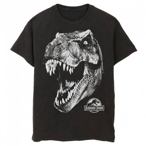 人気ブランドを Licensed Character キャラクター パーク 白色 ホワイト Tシャツ 黒色 ブラック Licensed Character Jurassic Park Trex White Head Roaring Tee Black メンズファッション トップス T シャツ カットソー 激安の Www Teckborn Com