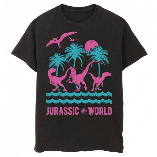 国内発送 Licensed Character キャラクター Tシャツ 黒色 ブラック Licensed Character Jurassic World Two Dinosaur Beach Retro Tee Black メンズファッション トップス Tシャツ カットソー 人気提案 Qchfoundation Ca