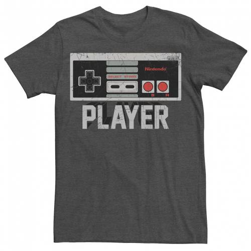 キャラクター ロゴ Tシャツ チャコール ヘザー 【 LICENSED CHARACTER NINTENDO NES PLAYER CONTROLLER CRACKED LOGO TEE / CHARCOAL HEATHER 】 メンズファッション トップス カットソー｜スニケス