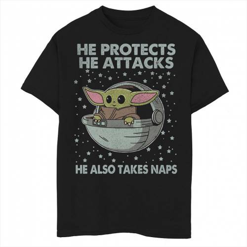 Tシャツ カットソー 正規激安 Licensed Character キャラクター グラフィック Tシャツ 黒色 ブラック スターウォーズ ジュニア キッズ Licensed Character The Mandalorian Child He Also Takes Naps Graphic Tee Black Thehappydaysfarm Com