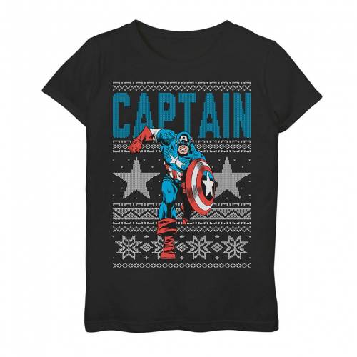 日本最大級 Marvel クリスマス トレーナー Tシャツ 黒色 ブラック Marvel Captain America Ugly Christmas Sweater Tee Black キッズ ベビー マタニティ トップス Tシャツ スニケス 受賞店舗 Arro Studio Com