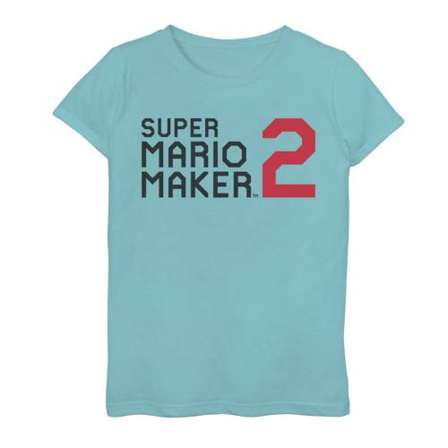 在庫有 楽天市場 Licensed Character キャラクター ゲーム ロゴ グラフィック Tシャツ 青色 ブルー Game Licensed Character Nintendo Super Mario Maker 2 Block Text Logo Graphic Tee Tahi Blue キッズ ベビー マタニティ トップ スニケス 気質アップ