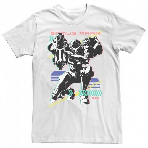 人気ブランド 楽天市場 Licensed Character キャラクター Tシャツ 白色 ホワイト Licensed Character Nintendo Metroid Samus Aran Retro Neon Tee White メンズファッション トップス Tシャツ カットソー スニケス 55 以上節約 Advance Com Ec