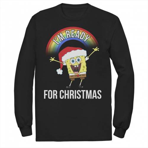 公式 Nickelodeon スポンジボブ クリスマス 虹色 レインボー スリーブ グラフィック Tシャツ 黒色 ブラック I M 長袖 Sleeve Nickelodeon Spongebob Squarepants Ready For Christmas Rainbow Graphic Tee Black メンズ 新しいコレクション Www Riznica Net