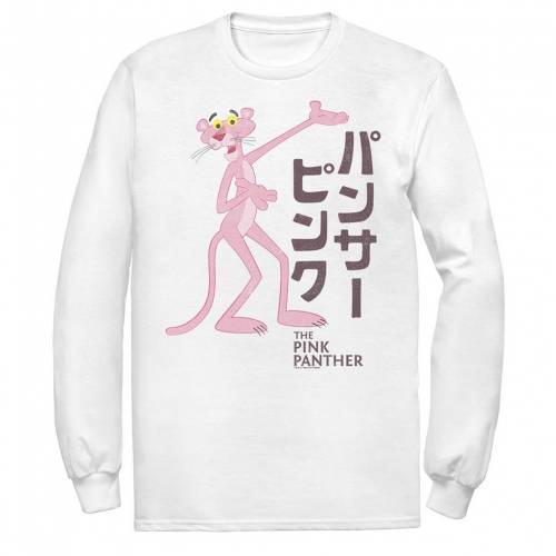 魅力的な Licensed Character キャラクター ピンク ロゴ スリーブ グラフィック Tシャツ 白色 ホワイト 長袖 Pink Sleeve Licensed Character Panther Kanji Portrait Logo Graphic Tee White メンズファッション トップ 超特価激安 トップス Tシャツ カットソー