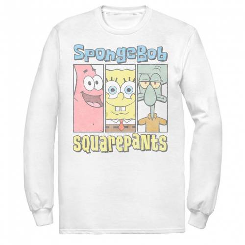 日本全国送料無料 Licensed Character キャラクター スポンジボブ Tシャツ 白色 ホワイト Licensed Character Spongebob Squarepants Trio Panels Tee White メンズファッション トップス Tシャツ カットソー 最先端 Flamespabali Com