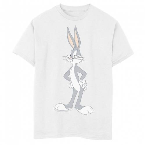 再再販 楽天市場 Licensed Character キャラクター スタンス グラフィック Tシャツ 白色 ホワイト Licensed Character Looney Tunes Bugs Bunny Stance Portrait Graphic Tee White キッズ ベビー マタニティ トップス Tシャツ スニケス 代引不可