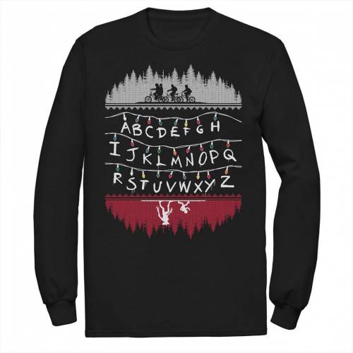 キャラクター Tシャツ 黒色 ブラック 【 LICENSED CHARACTER STRANGER THINGS ALPHABET LIGHTS TEE / BLACK 】 メンズファッション トップス カットソー|スニケス