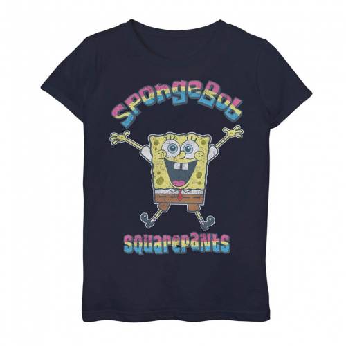 楽天カード分割 楽天市場 Nickelodeon スポンジボブ 虹色 レインボー グラフィック Tシャツ 紺色 ネイビー Nickelodeon Spongebob Squarepants Rainbow Text Portrait Graphic Tee Navy キッズ ベビー マタニティ トップス Tシャツ スニケス 最先端