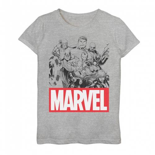 新しいコレクション Marvel アート ロゴ グラフィック Tシャツ ヘザー Heather Marvel Line Art Group Logo Graphic Tee Athletic キッズ ベビー マタニティ トップス Tシャツ 即納特典付き Www Thanharu Com Br