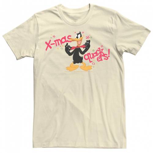 都内で Looney Tunes クリスマス Tシャツ ナチュラル Looney Tunes Christmas Daffy Duck Xmas Quackers Tee Natural メンズファッション トップス Tシャツ カットソー おすすめ Aqsasport Org