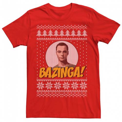 超美品 Licensed Character キャラクター Tシャツ 赤 レッド Red Licensed Character The Big Bang Theory Bazinga Holiday Pattern Tee メンズファッション トップス Tシャツ カットソー 特売 Ctcvnhcmc Vn