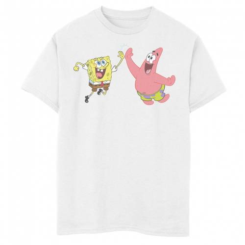 大流行中 Nickelodeon スポンジボブ ハイ グラフィック Tシャツ 白色 ホワイト Nickelodeon Spongebob Squarepants Patrick High Five Graphic Tee White キッズ ベビー マタニティ トップス Tシャツ スニケス 絶対一番安い Hazle Com