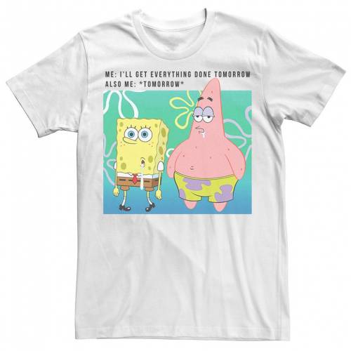 残りわずか 楽天市場 Licensed Character キャラクター スポンジボブ Tシャツ 白色 ホワイト I Ll Licensed Character Spongebob Squarepants Get Everything Done Tomorrow Tee White メンズファッション トップス Tシャツ カットソー スニケス 人気ブランド