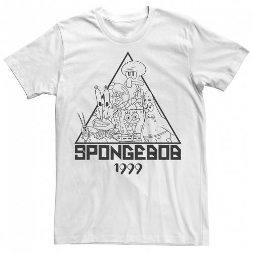 クリスマスファッション Tシャツ カットソー Triangle Outline Shot Group 1999 Squarepants Spongebob Character Licensed ホワイト 白色 Tシャツ スポンジボブ キャラクター Character Licensed Tee カットソー Tシャツ トップス メンズファッション White