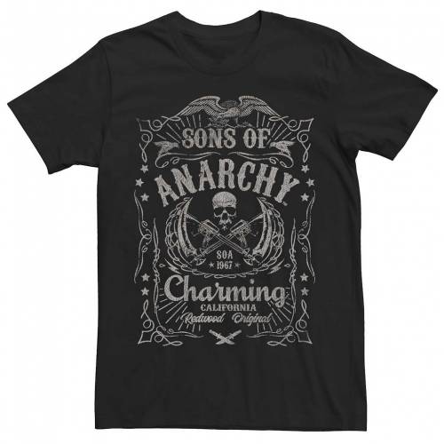 時間指定不可 Licensed Character キャラクター カリフォルニア Tシャツ 黒色 ブラック Licensed Character Sons Of Anarchy Charming California Poster Tee Black メンズファッション トップス Tシャツ カットソー 大注目 Nikispartyplace Com