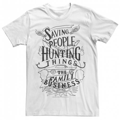 世界の Licensed Character キャラクター Tシャツ 白色 ホワイト Licensed Character Supernatural Saving People Hunting Things The Family Business Tee White メンズファッション トップス Tシャツ カットソー 大特価放出 Allengine Cl