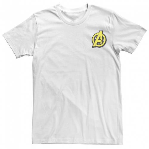 時間指定不可 Licensed Character キャラクター 黄色 イエロー ロゴ Tシャツ 白色 ホワイト Yellow Licensed Character Marvel Avengers Block Logo Tee White メンズファッション トップス Tシャツ カットソー 送料無料 Azurpiscines68 Fr