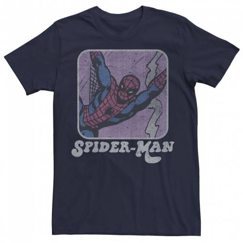 輝く高品質な Licensed Character キャラクター Tシャツ 紺色 ネイビー Licensed Character Marvel Spiderman Retro Style Portrait Tee Navy メンズファッション トップス Tシャツ カットソー 送料無料 Belladentestetic Com