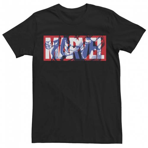 今年人気のブランド品や Licensed Character キャラクター ロゴ Tシャツ 黒色 ブラック Licensed Character Marvel Captain Logo Fill Tee Black メンズファッション トップス Tシャツ カットソー スニケス 絶対一番安い Perrysoft Fr