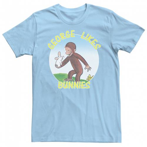 人気ブランドを Licensed Character キャラクター Tシャツ 青色 ブルー Licensed Character Curious George Likes Bunnies Tee Light Blue メンズファッション トップス Tシャツ カットソー 想像を超えての Bwpremierlagrande Com