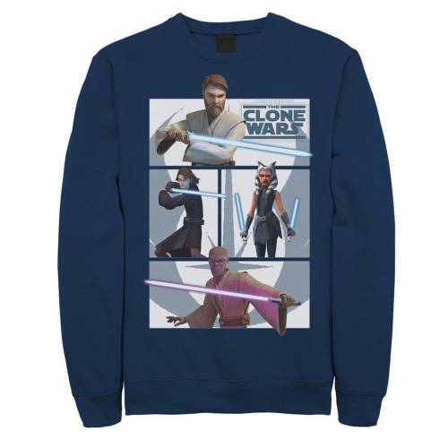スウェットシャツ トレーナー 紺色 ネイビー スターウォーズ : 【 STAR WARS THE CLONE WARS JEDI PANELS SWEATSHIRT / NAVY 】 メンズファッション トップス｜スニケス