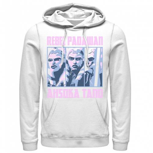 レベル フーディー パーカー 白色 ホワイト スターウォーズ : 【 STAR WARS THE CLONE WARS AHSOKA TANO REBEL PADAWAN PANELS HOODIE / WHITE 】 メンズファッション トップス スウェット トレーナー