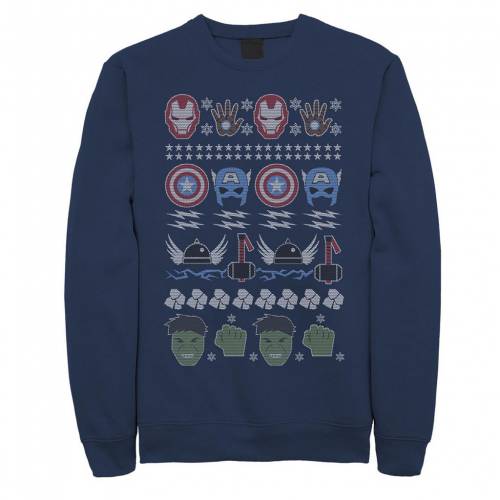 Licensed Character キャラクター クリスマス トレーナー フリース 紺色 ネイビー メンズ Licensed Character Marvel Avengers Ugly Christmas Sweater Fleece Navy Christine Coppin Com