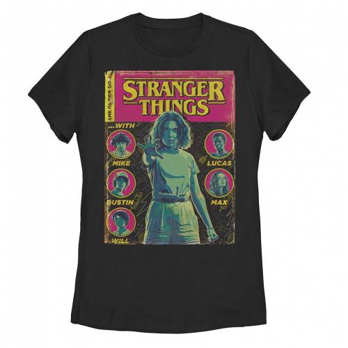 【★百貨店SALE★6/11夜夜中2時迄】文字記号 プルオーバー 黒いこと 黒いこと 【 LICENSED CHARACTER STRANGER THINGS GROUP SHOT COMIC BOOK COVER TEE / BLACK 】 キッズ もの言う花 マタニティ トップス カットソー