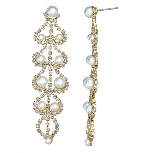 パール フリー イヤリング 【 UNBRANDED SIMULATED CRYSTAL AND PEARL LINEAR SCALLOP NICKEL FREE EARRINGS / 】 ジュエリー アクセサリー レディースジュエリー