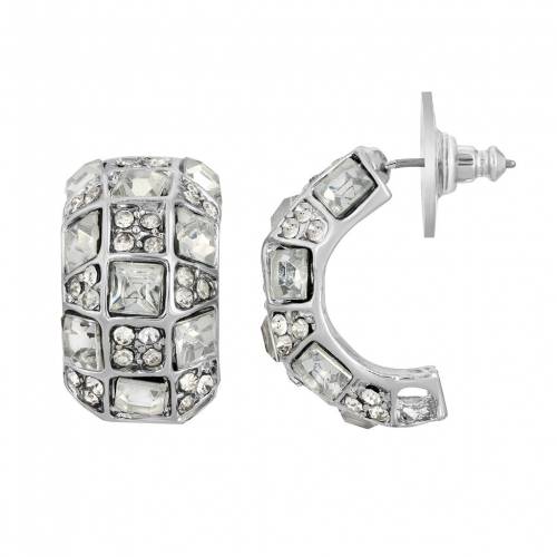 イヤリング 【 1928 SILVER-TONE CRYSTAL SEMI-HOOP EARRINGS / MULTI 】 ジュエリー アクセサリー レディースジュエリー