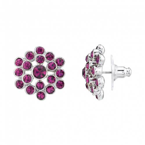 イヤリング 紫 パープル 【 1928 SILVER-TONE AMETHYST BUTTON EARRINGS / PURPLE 】 ジュエリー アクセサリー レディースジュエリー