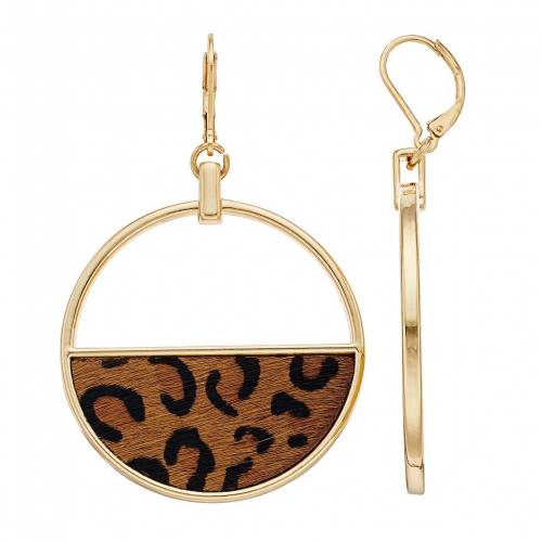 ナインウエスト フープ イヤリング 茶色 ブラウン 【 NINE WEST CHEETAH PRINT HOOP DROP EARRINGS / BROWN 】 ジュエリー アクセサリー レディースジュエリー｜スニケス