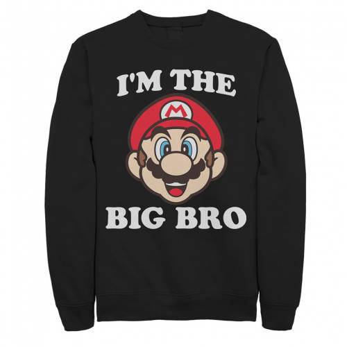 Licensed Character キャラクター ロゴ スウェットシャツ トレーナー 黒色 ブラック I M メンズ Licensed Character Mario The Big Bro Logo Sweatshirt Black Andapt Com
