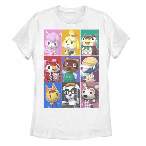 Licensed Character キャラクター Tシャツ 白色 ホワイト ジュニア キッズ Licensed Character Nintendo Animal Crossing Towns Folk Yearbook Photo Style Poster Tee White Redefiningrefuge Org