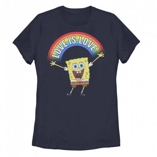 Licensed Character キャラクター スポンジボブ 虹色 レインボー Tシャツ 紺色 ネイビー ジュニア キッズ Licensed Character Spongebob Squarepants Pride Love Is Rainbow Tee Navy Bouncesociety Com