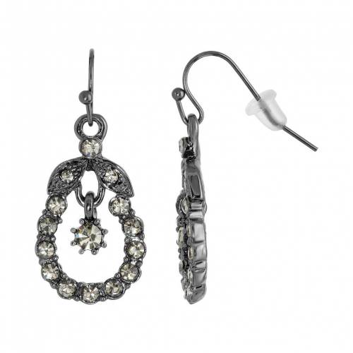 黒色 ブラック イヤリング 灰色 グレー 【 1928 JET BLACK SIMULATED CRYSTAL CAGED DROP EARRINGS / GREY 】 ジュエリー アクセサリー レディースジュエリー 12,744円