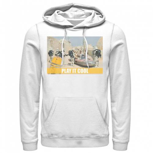 クール フーディー パーカー 白色 ホワイト スターウォーズ & 【 STAR WARS LUKE, OBI-WAN C-3PO PLAY IT COOL MEME HOODIE / WHITE 】 メンズファッション トップス スウェット トレーナー