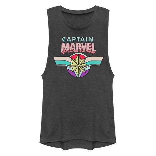 Licensed Character キャラクター ロゴ タンクトップ チャコール ジュニア キッズ Licensed Character Captain Marvel Cartoon Logo Muscle Tank Charcoal Andapt Com