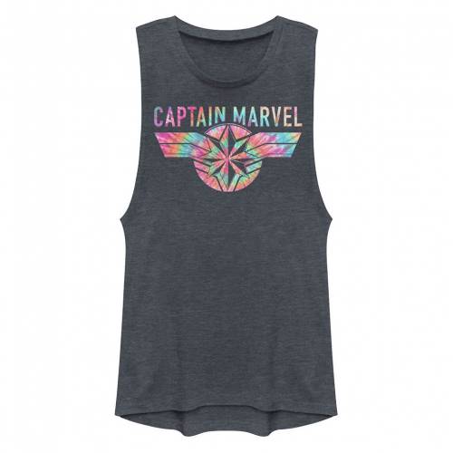 Licensed Character キャラクター ロゴ タンクトップ デニム ヘザー ジュニア キッズ Heather Licensed Character Captain Marvel Tiedye Logo Muscle Tank Denim Bouncesociety Com