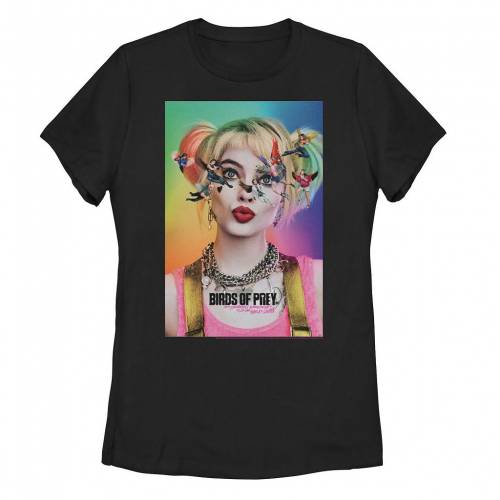 【★百貨店SALE★6/11夜夜中2時迄】文字記号 プルオーバー 黒いこと 黒いこと QUINN: 【 LICENSED CHARACTER HARLEY BIRDS OF PREY POSTER TEE / BLACK 】 キッズ もの言う花 マタニティ トップス カットソー