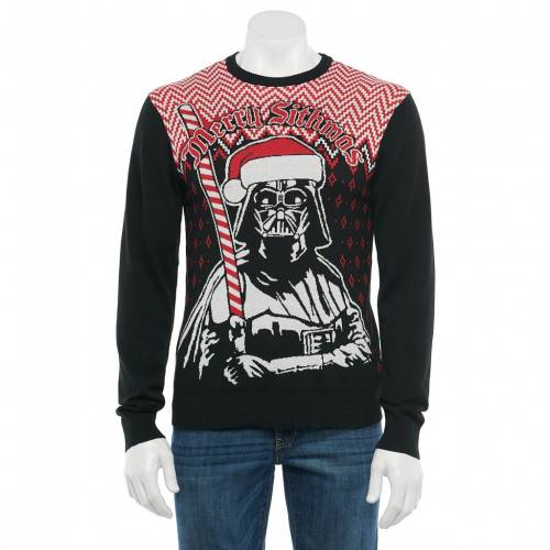 Licensed Character キャラクター クリスマス トレーナー 赤 レッド 黒色 ブラック スターウォーズ メンズ Red Licensed Character Darth Vader Santa Christmas Sweater Black Yahalla Com