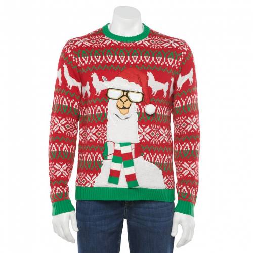 Licensed Character キャラクター スカーフ クリスマス トレーナー 赤 レッド メンズ Red Licensed Character Llama Neck Scarf Christmas Sweater Christine Coppin Com