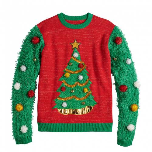 Licensed Character キャラクター クリスマス トレーナー 赤 レッド 緑 グリーン メンズ Red Green Licensed Character Fuzzy Christmas Tree Sweater Dark Rvcconst Com