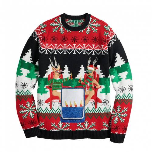 Licensed Character キャラクター クリスマス トレーナー 赤 レッド 黒色 ブラック メンズ Red Licensed Character Holiday Happy Hour Christmas Sweater With Drink Pocket Black Rvcconst Com